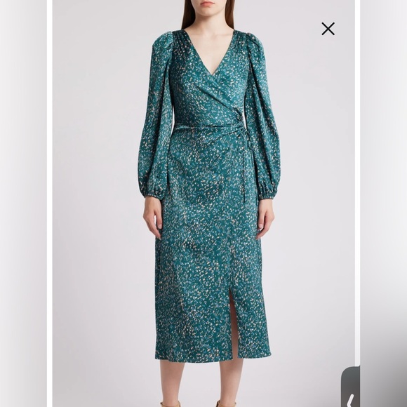 NWOT - ASTR The Label Turquoise Patterned Midi Dress - Picture 1 of 7